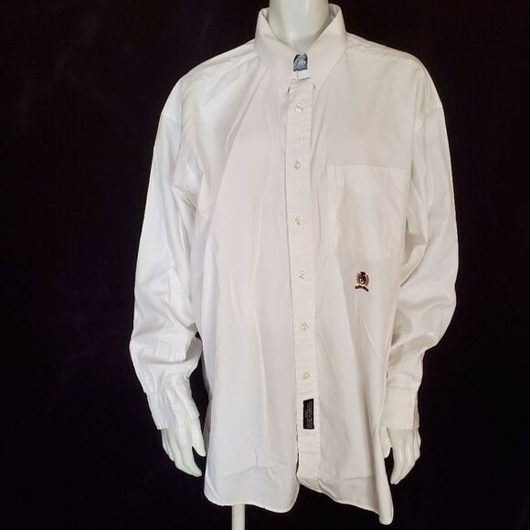 Tommy Hilfiger White Button Down Shirt (17-34) - Picture 2 of 5